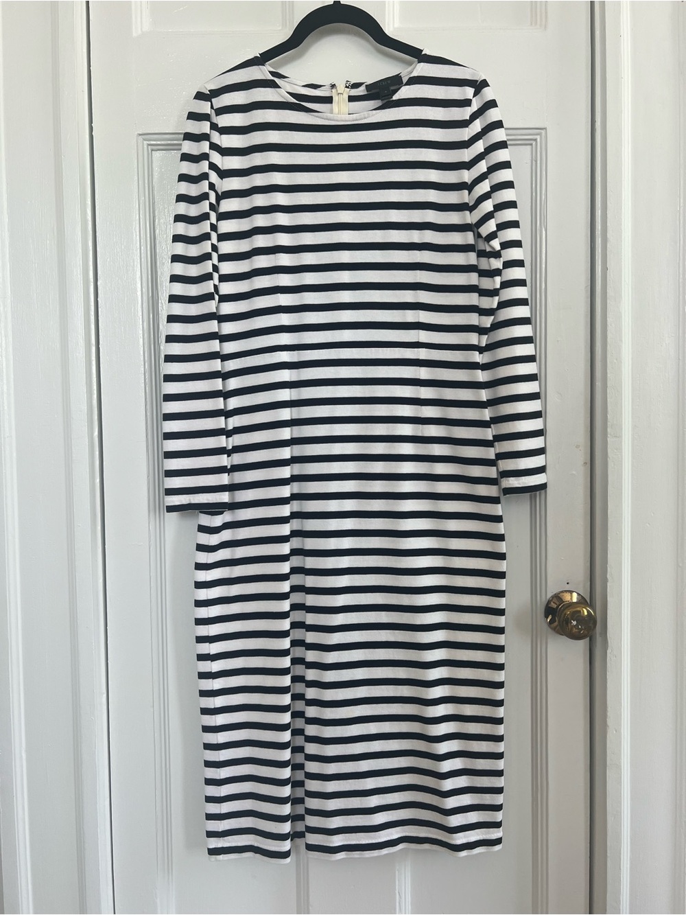 J. Crew Black and White Striped Knit Dress